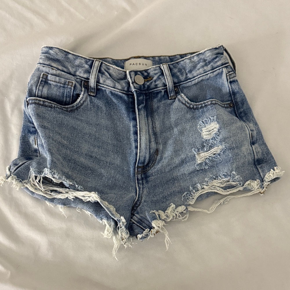 PacSun Women's Ripped Light Blue Jean Shorts